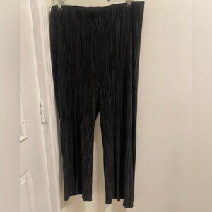 TAN JAY Plus Wide Leg women’s satin crinkle black pants Size 2X